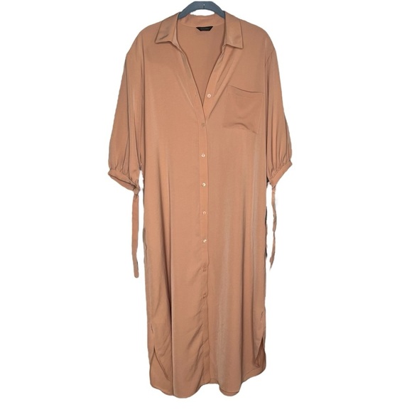 ASM ANNA midi shirt dress button down peach women’s size medium - Picture 1 of 4